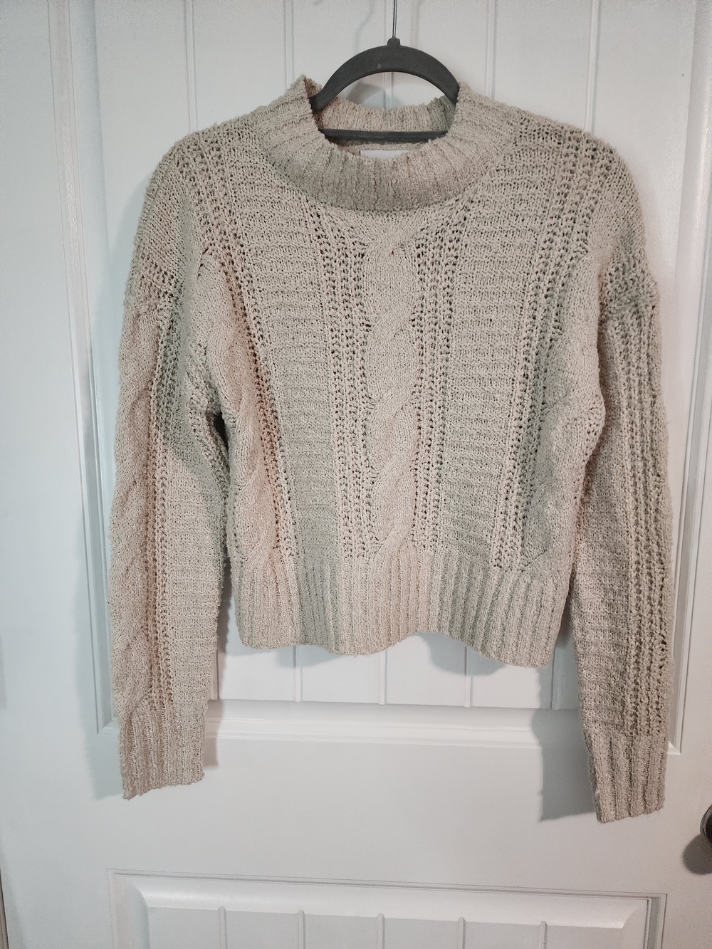 Pink Rose Cream Cable Turtleneck Sweater